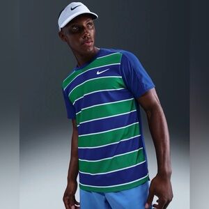 Nike Court Slam Tennis Shirt Carlos Alcaraz Men's Medium Blue Green FZ6934 539